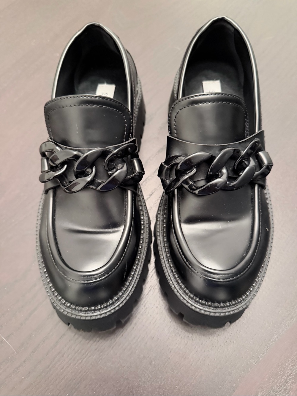 Bianca Steve Madden black lug sole loafer womens shoes Size 8